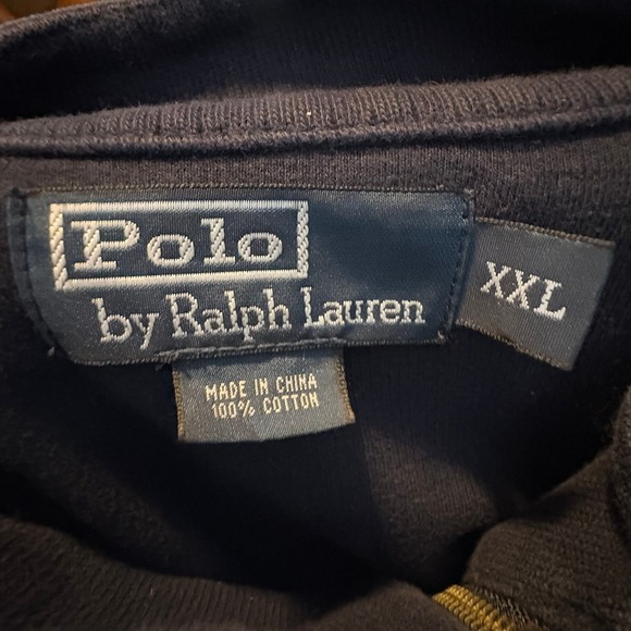 Polo Ralph Lauren Quarter Zip Pullover XXL Navy Red Pony Sweater Jacket - Picture 3 of 3